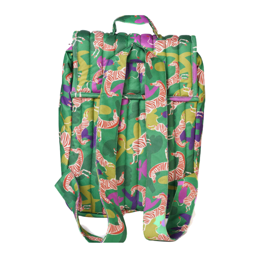 Green camp Zebra printed quilted backpack LQ Milano