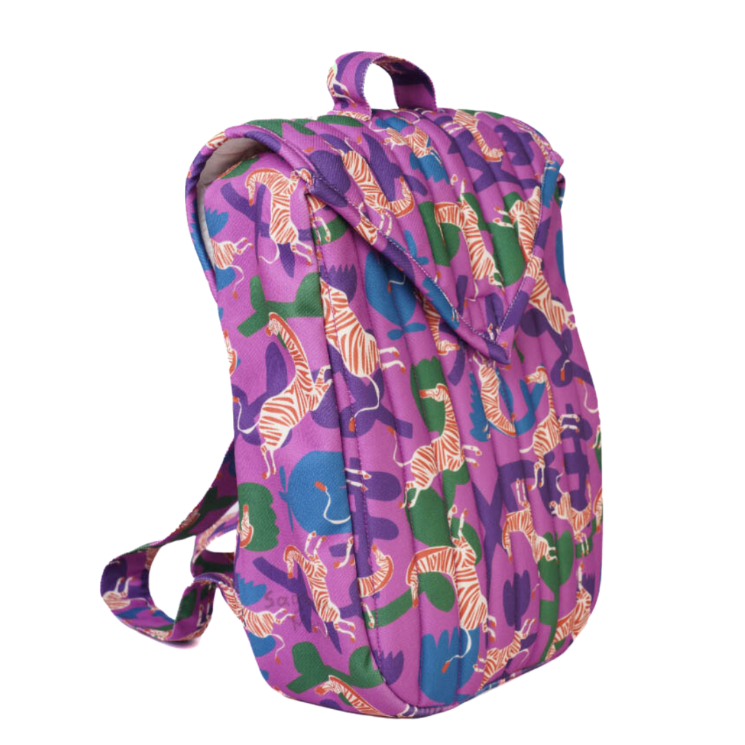 Purple camp Zebra printed quilted backpack LQ Milano